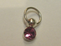 Piercing, silber mit rosa Stein